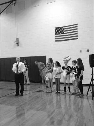 North Central Middle students with principal - Web