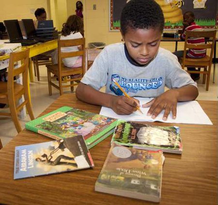 boy with books